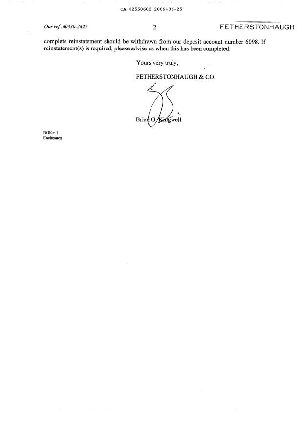 Canadian Patent Document 2558602. Prosecution-Amendment 20090625. Image 2 of 2