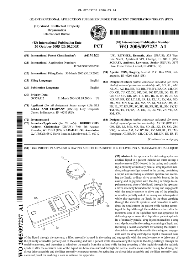 Document de brevet canadien 2559750. Abrégé 20060914. Image 1 de 2