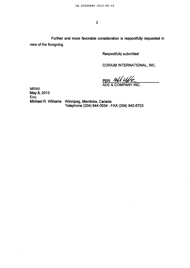 Document de brevet canadien 2560840. Poursuite-Amendment 20121215. Image 3 de 6