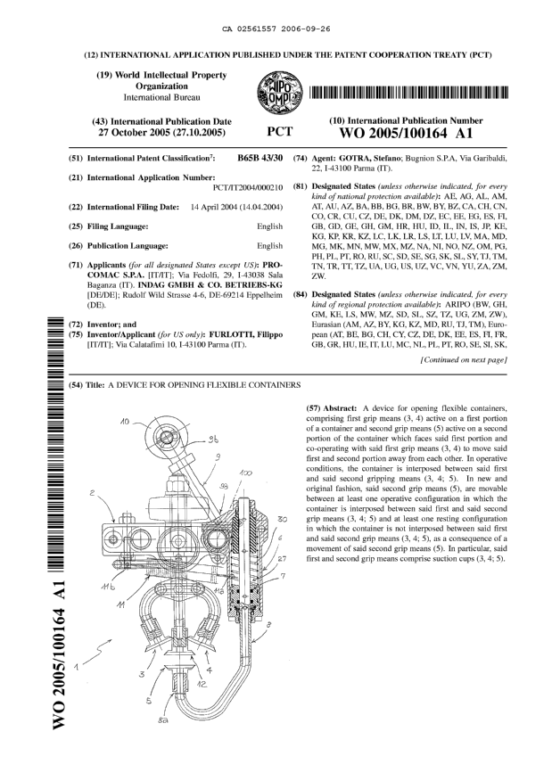 Canadian Patent Document 2561557. Abstract 20060926. Image 1 of 2