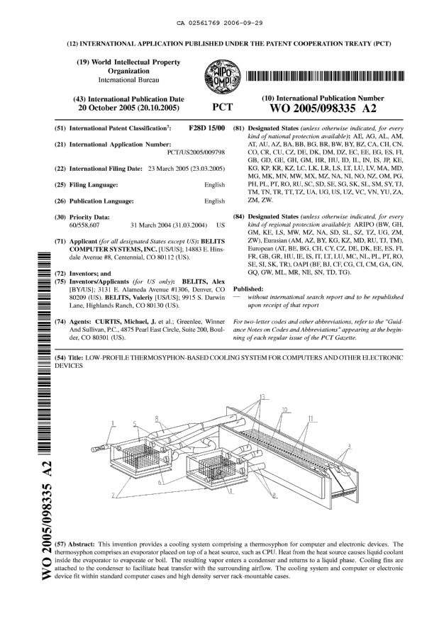 Document de brevet canadien 2561769. Abrégé 20060929. Image 1 de 1