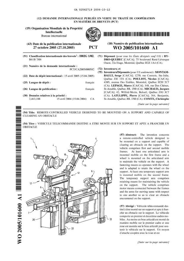 Document de brevet canadien 2562719. Abrégé 20051212. Image 1 de 2