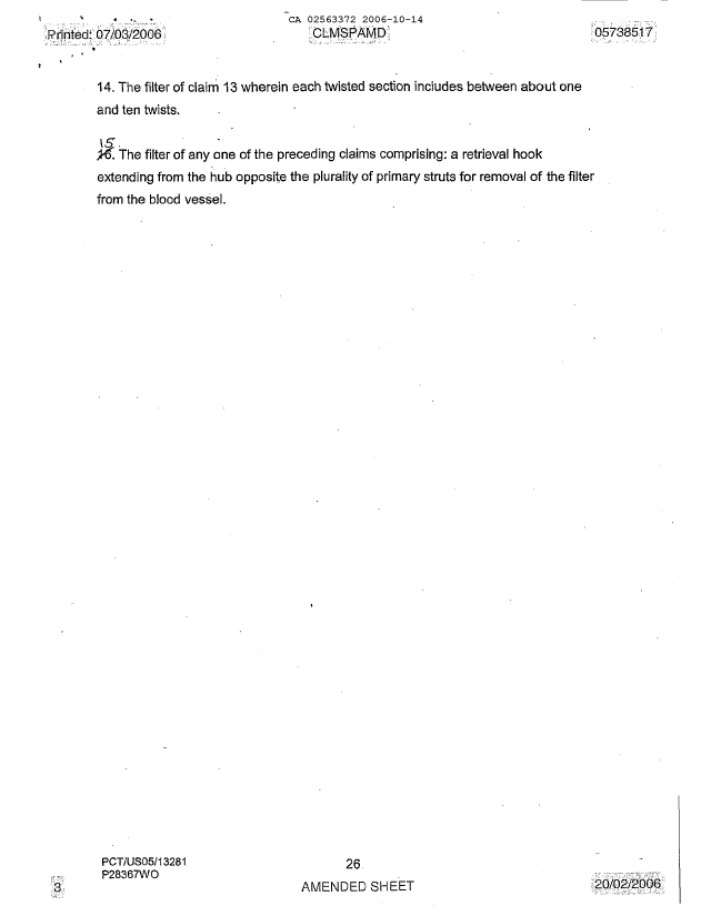 Document de brevet canadien 2563372. Revendications 20061014. Image 3 de 3