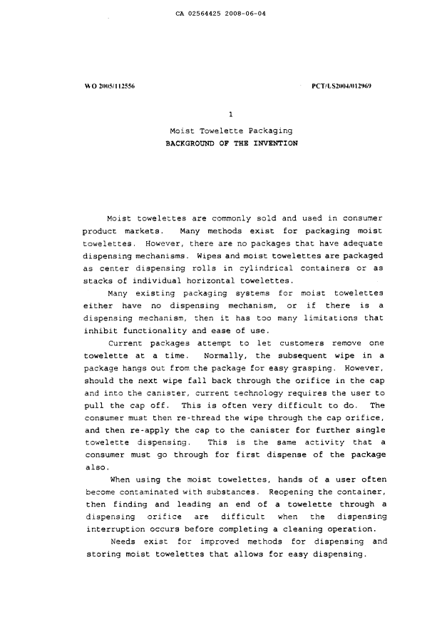 Canadian Patent Document 2564425. Description 20080604. Image 1 of 11