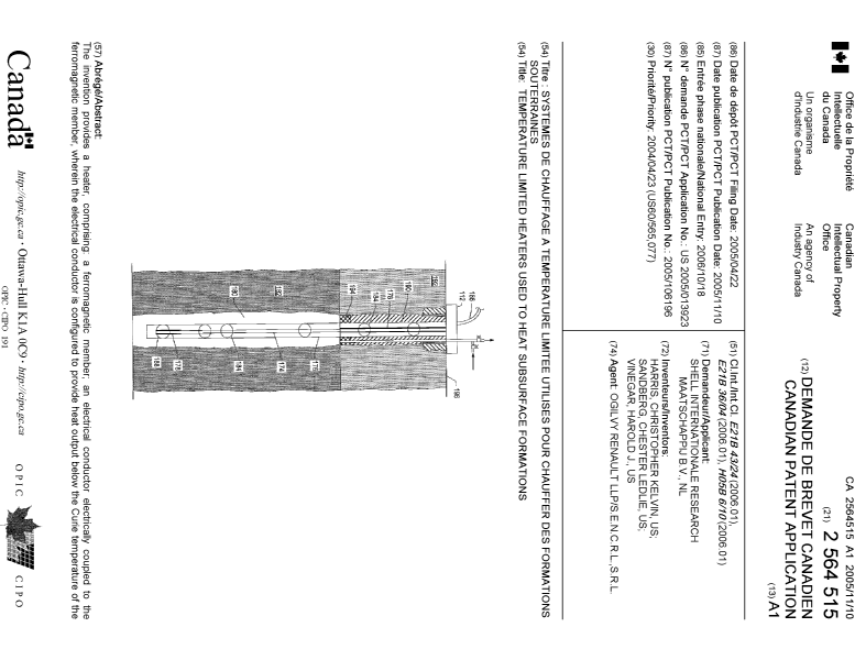 Canadian Patent Document 2564515. Cover Page 20070208. Image 1 of 2