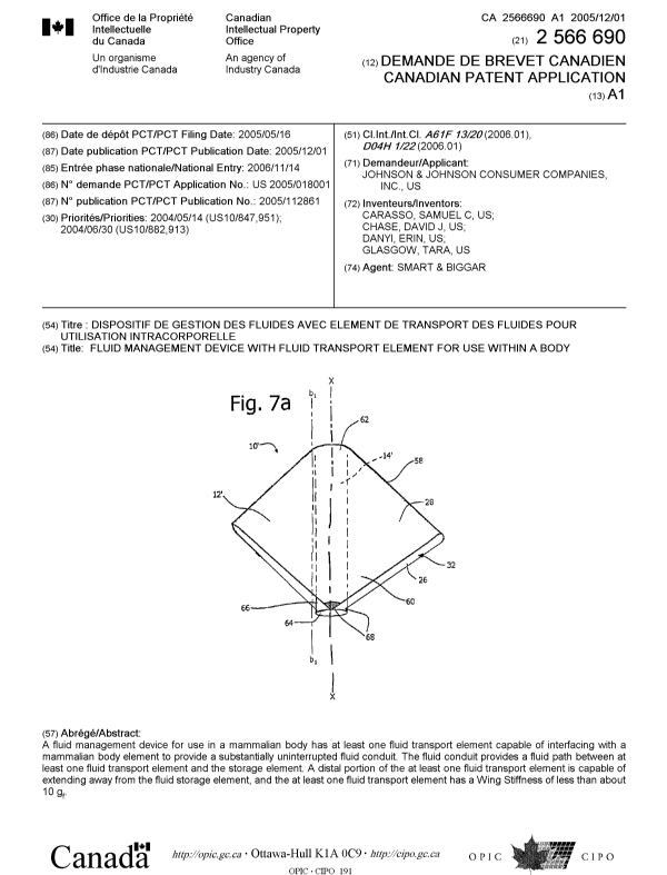 Document de brevet canadien 2566690. Page couverture 20061223. Image 1 de 1