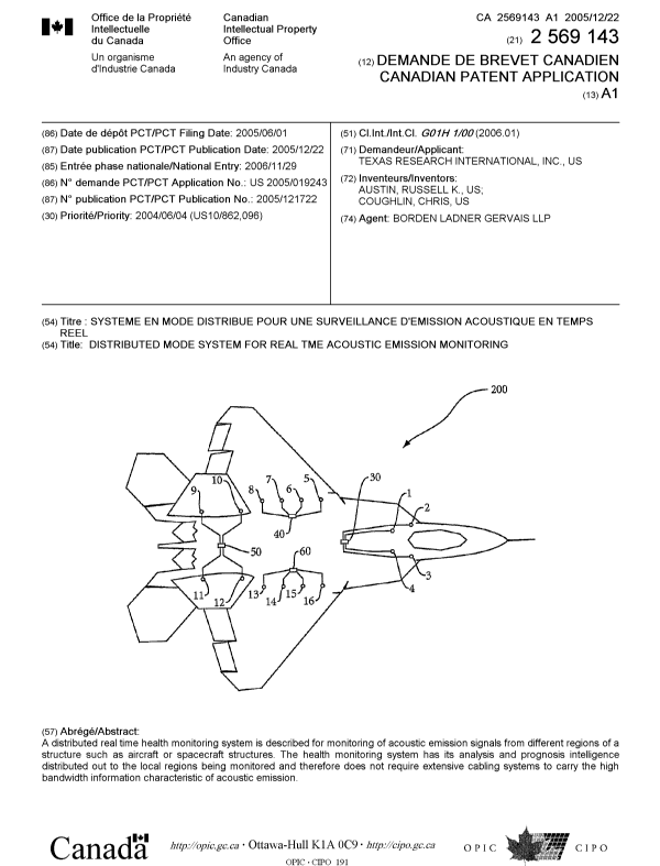 Canadian Patent Document 2569143. Cover Page 20061205. Image 1 of 1