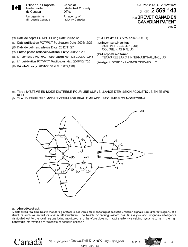 Canadian Patent Document 2569143. Cover Page 20111201. Image 1 of 1