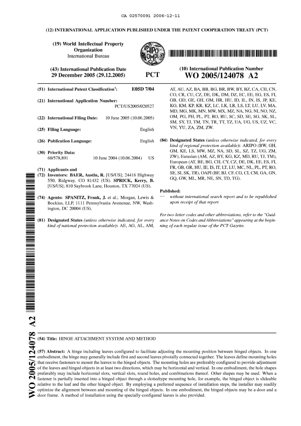 Document de brevet canadien 2570091. Abrégé 20061211. Image 1 de 1
