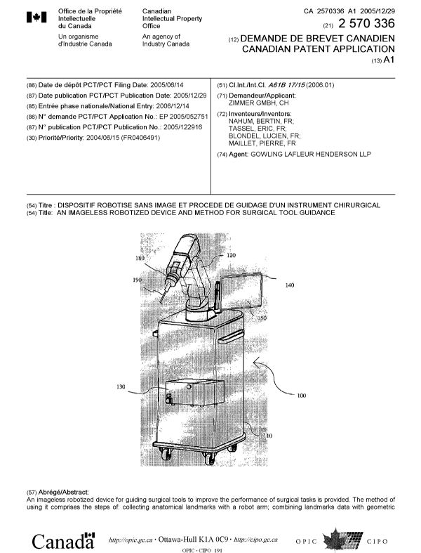 Document de brevet canadien 2570336. Page couverture 20070214. Image 1 de 2