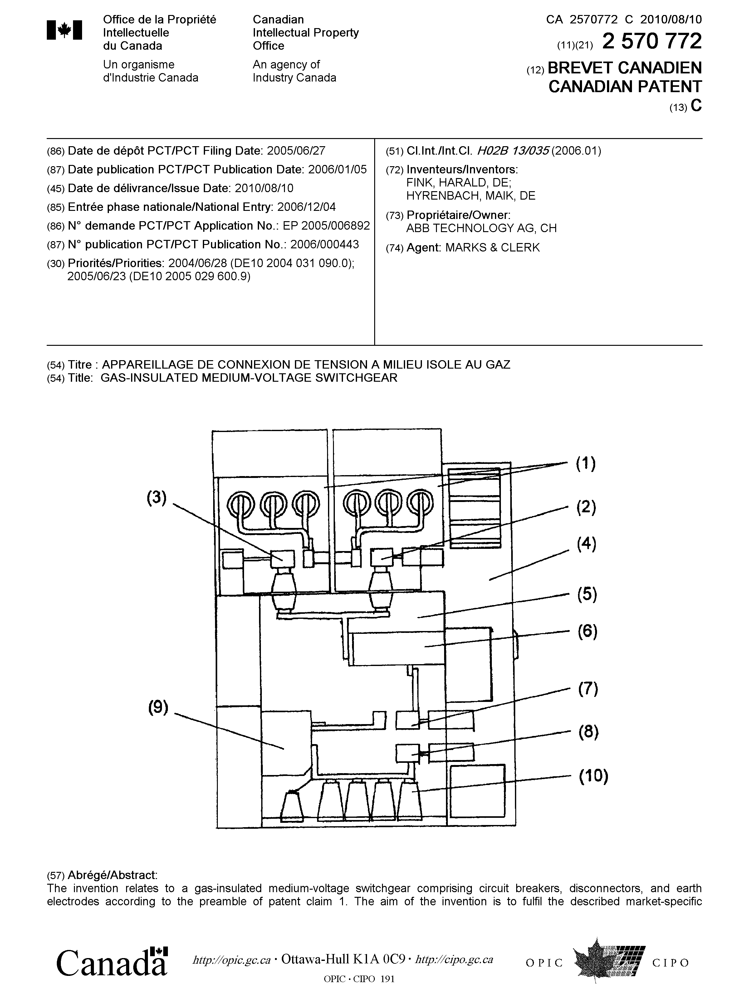 Canadian Patent Document 2570772. Cover Page 20091230. Image 1 of 2