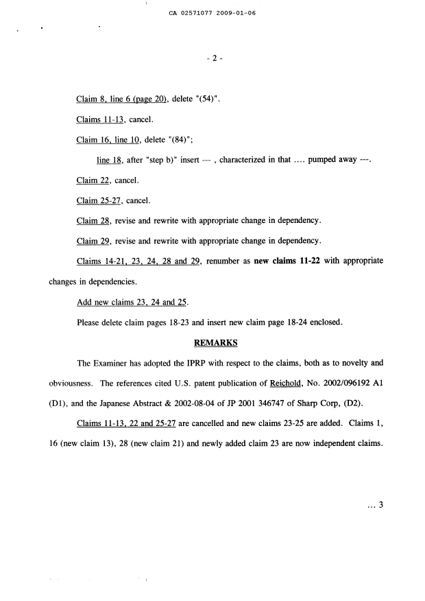 Canadian Patent Document 2571077. Prosecution-Amendment 20090106. Image 2 of 14