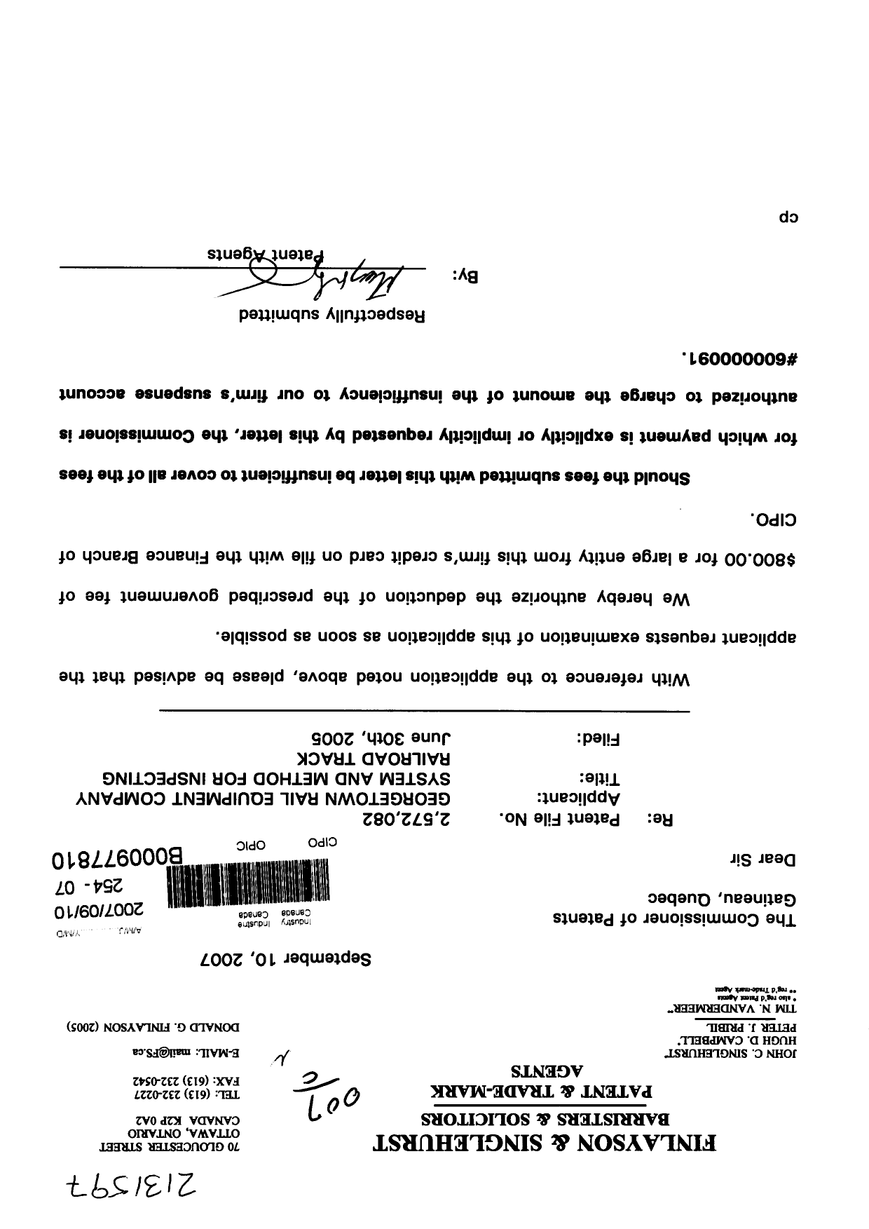 Document de brevet canadien 2572082. Poursuite-Amendment 20061210. Image 1 de 1