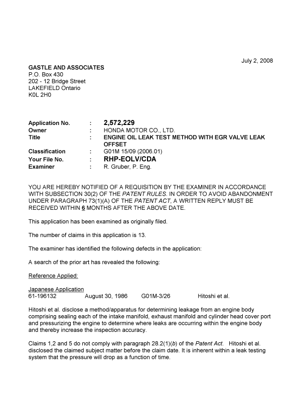 Document de brevet canadien 2572229. Poursuite-Amendment 20080702. Image 1 de 2