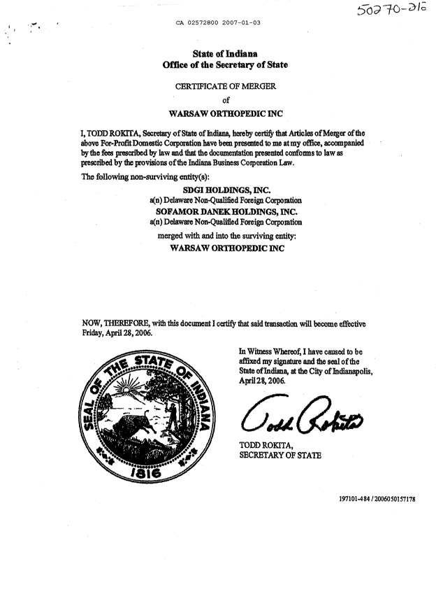 Document de brevet canadien 2572800. Correspondance 20070103. Image 1 de 8