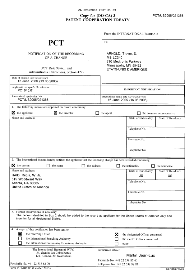 Document de brevet canadien 2572800. PCT 20070103. Image 1 de 16