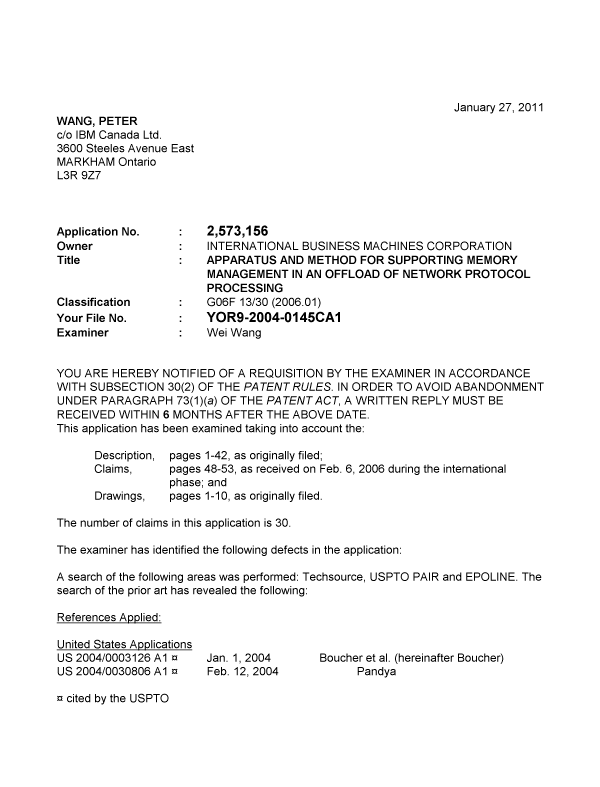 Canadian Patent Document 2573156. Prosecution-Amendment 20101227. Image 1 of 3