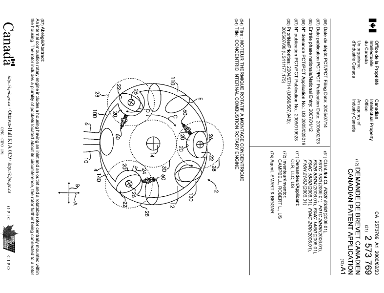 Canadian Patent Document 2573769. Cover Page 20070316. Image 1 of 2