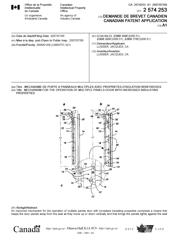 Document de brevet canadien 2574253. Page couverture 20061203. Image 1 de 2