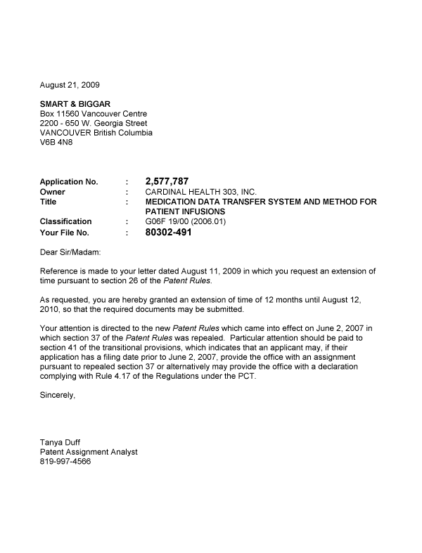 Canadian Patent Document 2577787. Correspondence 20081221. Image 1 of 1