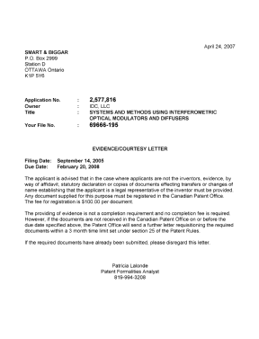 Canadian Patent Document 2577816. Correspondence 20061219. Image 1 of 1
