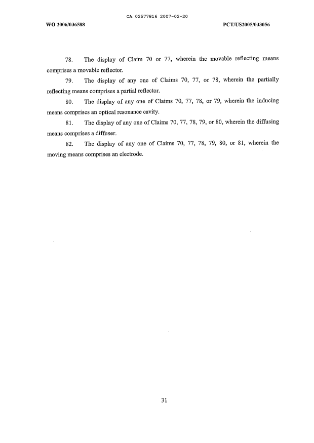 Document de brevet canadien 2577816. Revendications 20061220. Image 9 de 9