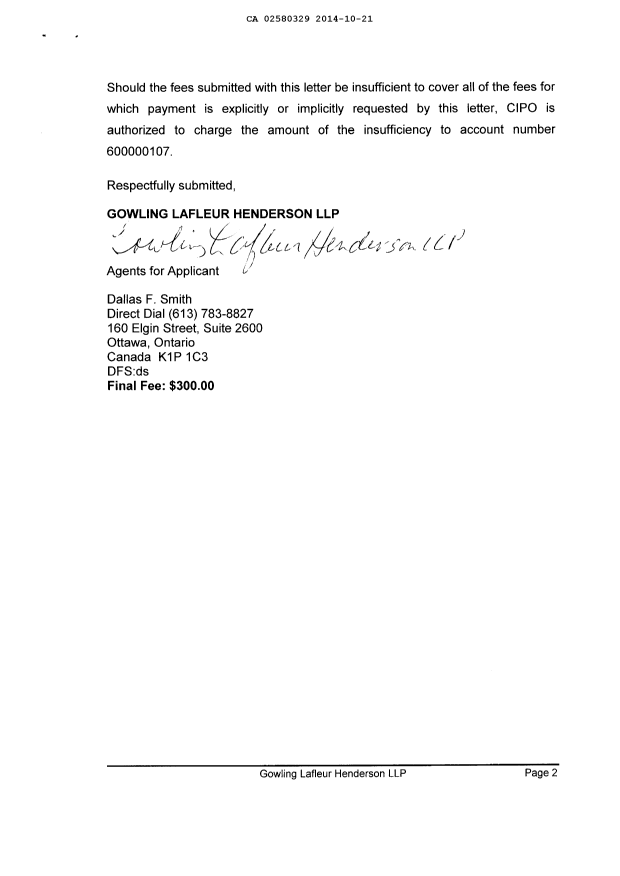 Canadian Patent Document 2580329. Correspondence 20141021. Image 2 of 2