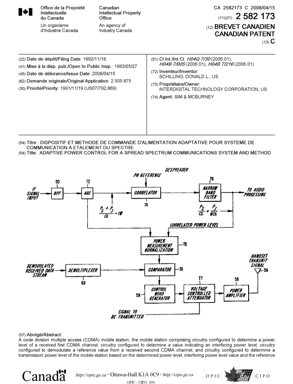 Document de brevet canadien 2582173. Page couverture 20080325. Image 1 de 2