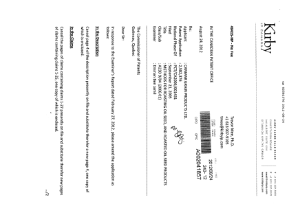 Canadian Patent Document 2582376. Prosecution-Amendment 20111224. Image 1 of 8