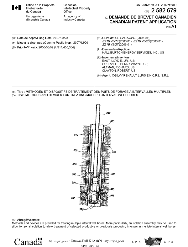 Canadian Patent Document 2582679. Cover Page 20071130. Image 1 of 2