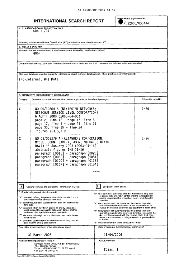 Document de brevet canadien 2583582. PCT 20070412. Image 1 de 5
