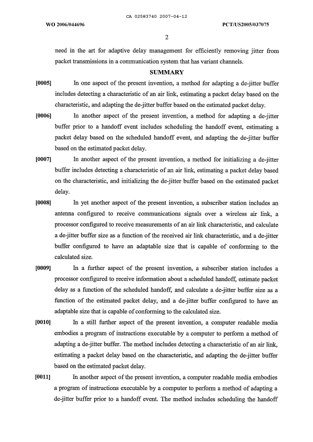 Canadian Patent Document 2583740. Description 20110207. Image 2 of 21