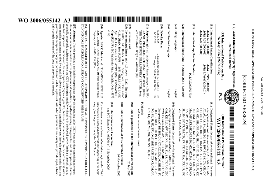 Document de brevet canadien 2585363. Abrégé 20061225. Image 1 de 1