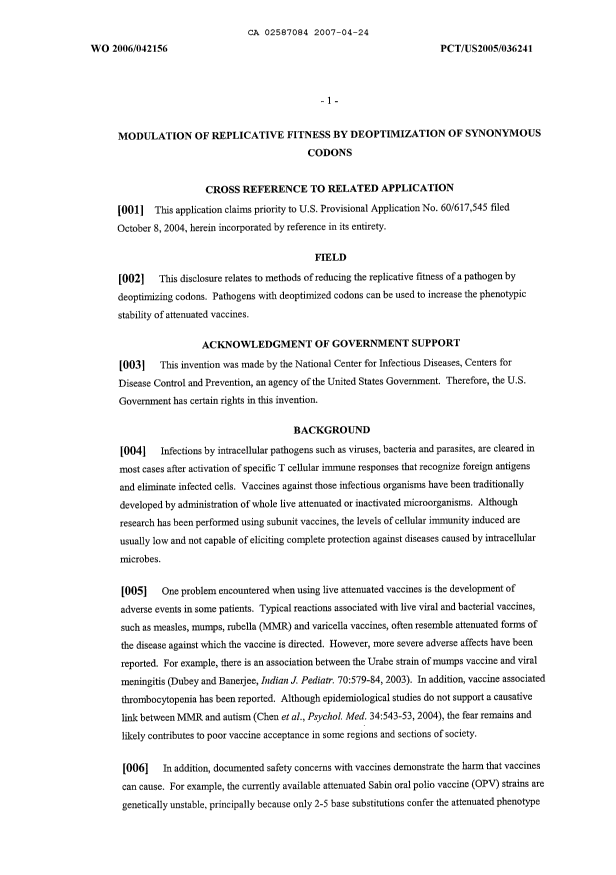 Canadian Patent Document 2587084. Description 20070425. Image 2 of 96