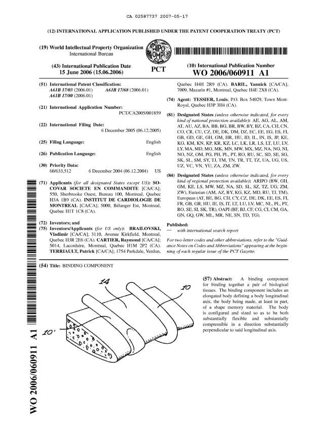 Document de brevet canadien 2587737. Abrégé 20070517. Image 1 de 1