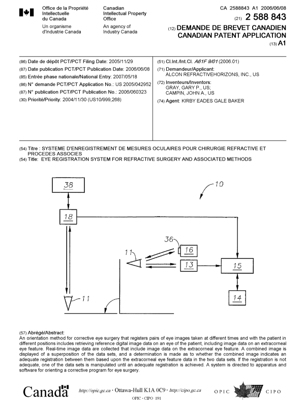 Document de brevet canadien 2588843. Page couverture 20070731. Image 1 de 1
