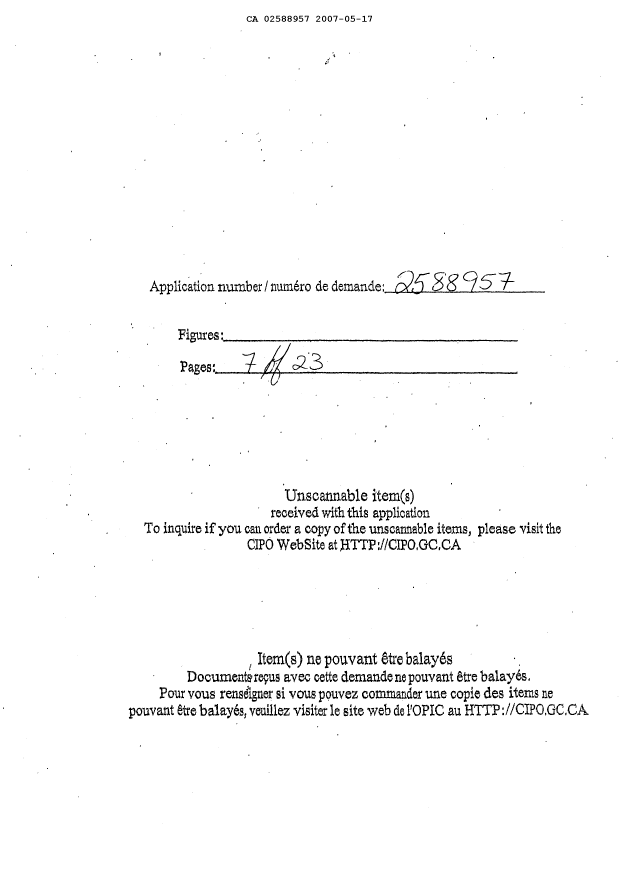 Canadian Patent Document 2588957. Drawings 20061217. Image 1 of 23