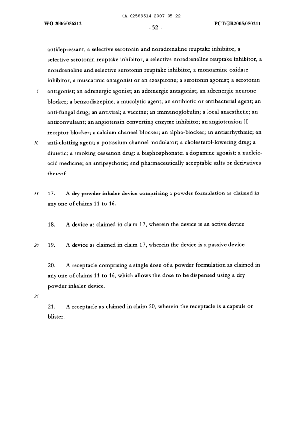 Document de brevet canadien 2589514. Revendications 20061222. Image 3 de 3