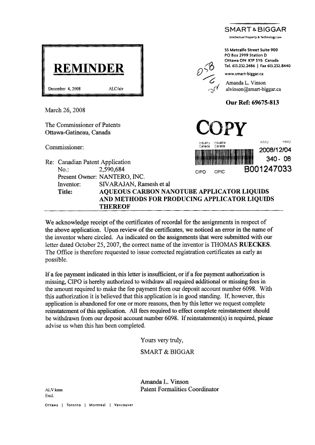 Canadian Patent Document 2590684. Correspondence 20081204. Image 1 of 1