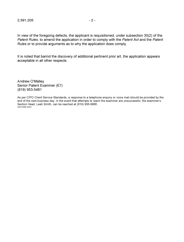 Canadian Patent Document 2591205. Prosecution-Amendment 20121207. Image 2 of 2