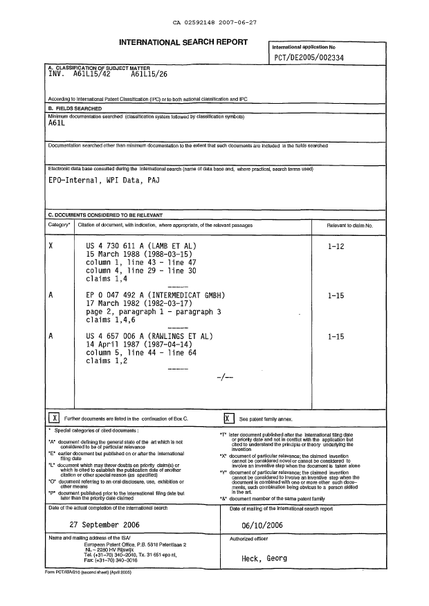 Document de brevet canadien 2592148. PCT 20061227. Image 1 de 5