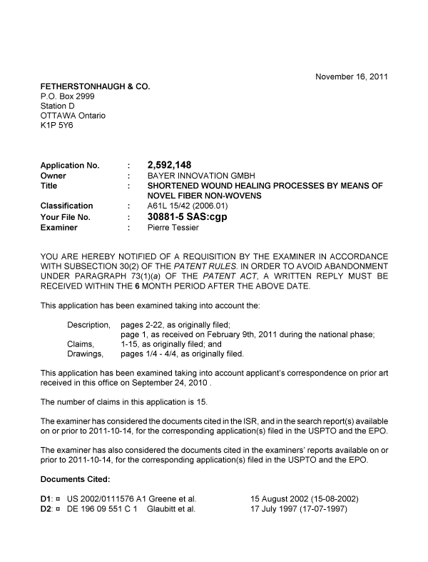 Canadian Patent Document 2592148. Prosecution-Amendment 20101216. Image 1 of 4