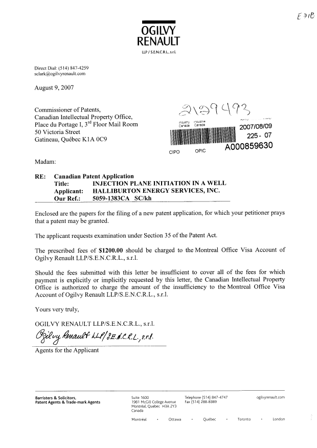 Document de brevet canadien 2596773. Cession 20070809. Image 1 de 3
