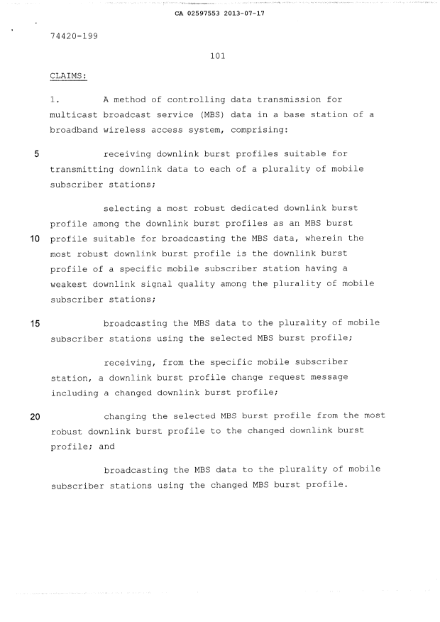 Document de brevet canadien 2597553. Revendications 20130717. Image 1 de 2