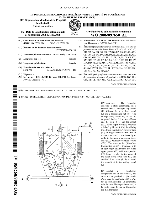 Document de brevet canadien 2600030. Abrégé 20070905. Image 1 de 2