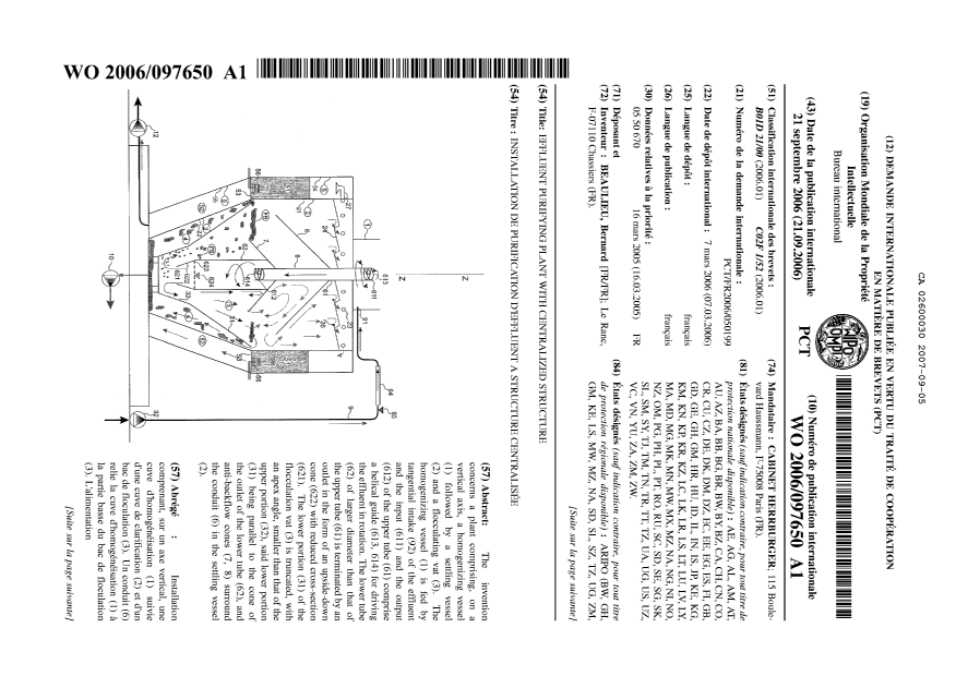 Canadian Patent Document 2600030. Abstract 20070905. Image 1 of 2