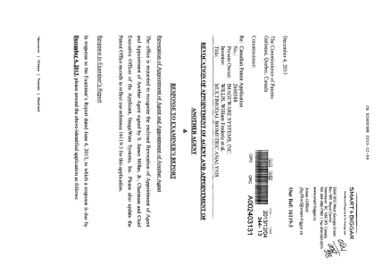 Document de brevet canadien 2600388. Correspondance 20121204. Image 1 de 7