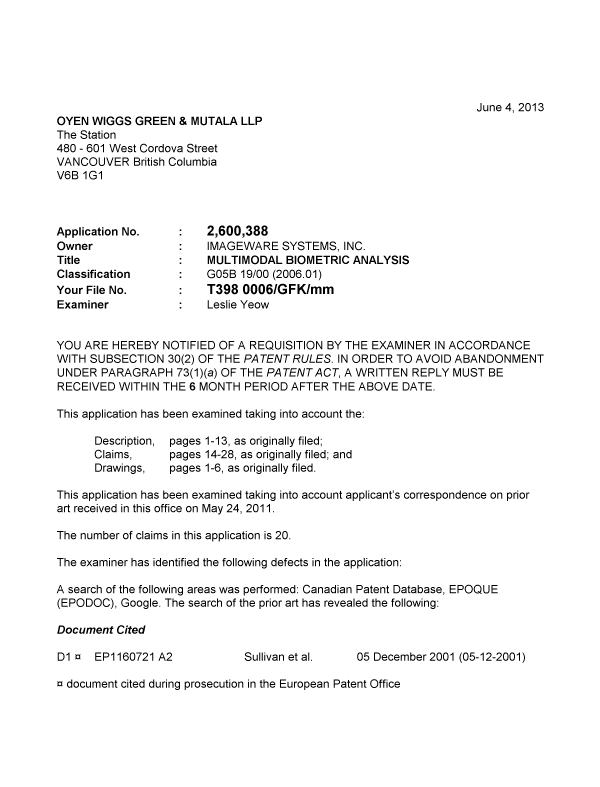 Document de brevet canadien 2600388. Poursuite-Amendment 20121204. Image 1 de 4
