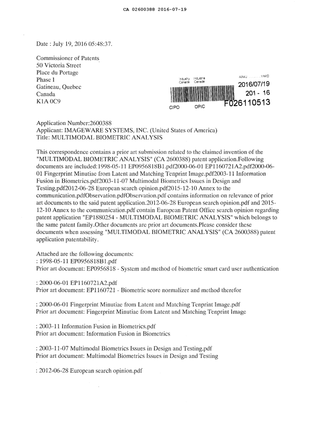 Canadian Patent Document 2600388. Prosecution-Amendment 20151219. Image 1 of 2
