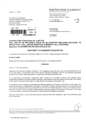 Canadian Patent Document 2601022. Amendment 20180111. Image 1 of 7